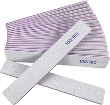 Nail Files 12 Pack , 100/180 Grit Emery Boards Nail File for Natural Nails and
