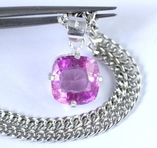 10.10 Ct Certified Natural Pink Kunzite Cushion Gemstone Wedding Pendant SEE VDO