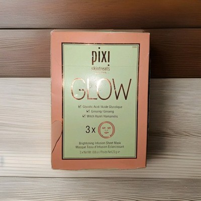 Pixi GLOW Glycolic Boost, Brightening Infusion Sheet Mask, 3 Sheets -Box Damage 
