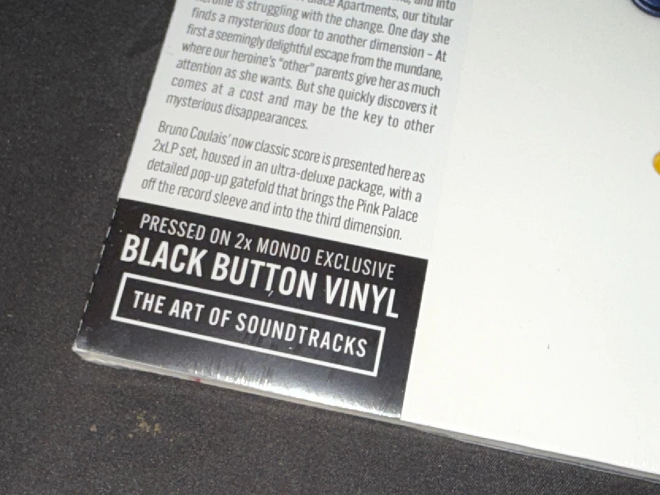 Coraline Soundtrack 15th Anniversary MONDO Black Button Disc 2LP 12" Vinyl NEW - Image 2 of 4