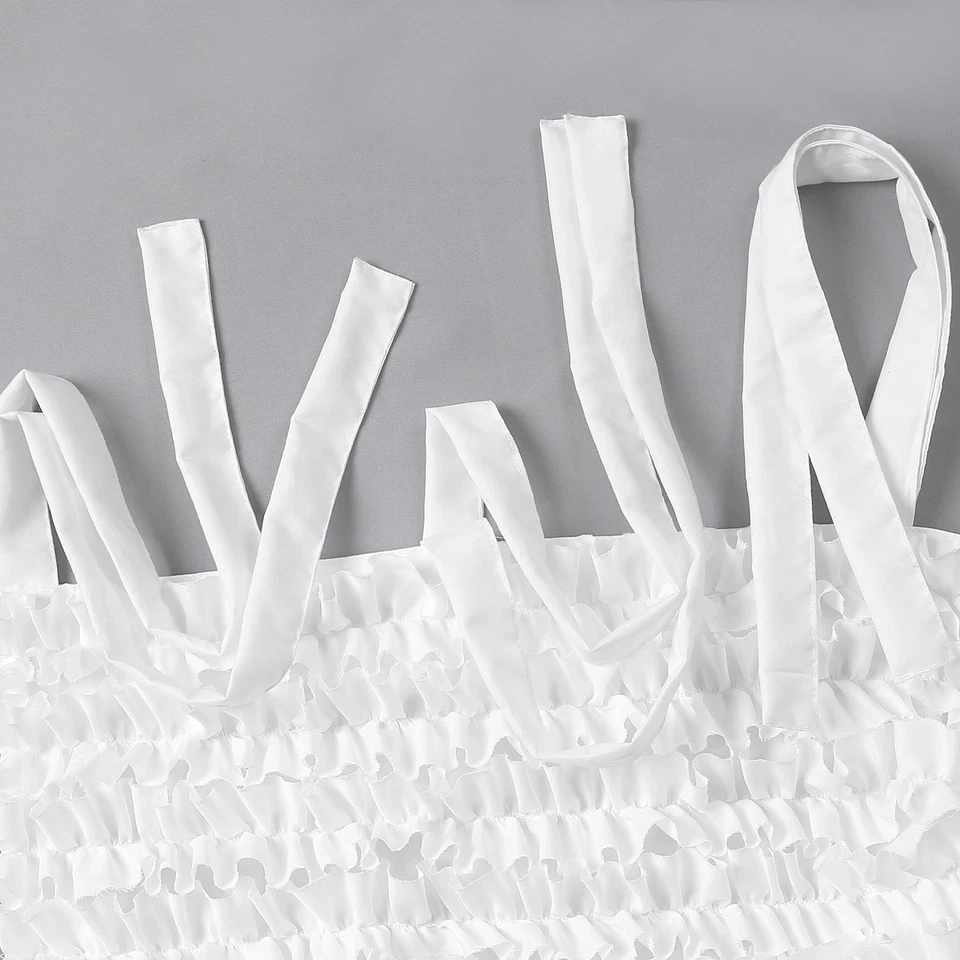 Par de paneles de cortina de ventana con filtro de luz con volantes Lydia 40" W x 95" L blanco -... Foto 3 de 4