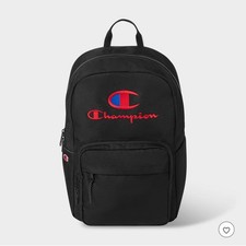 Champion Black Backpack with Logo and Multiple Pockets