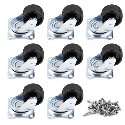 1 Inch Dia Swivel Caster Wheels Rubber Base with Rectangle Top Plate & Bearing H