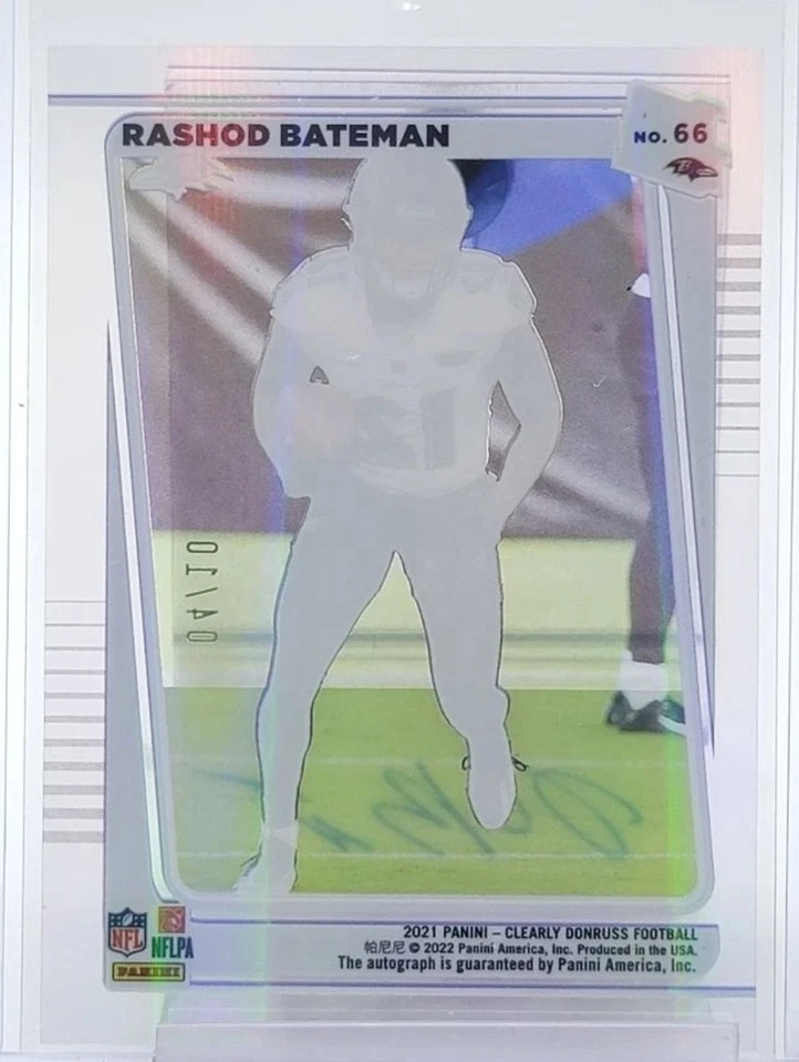 RASHOD BATEMAN 2021 CLEARLY DONRUSS RATED ROOKIE GOLD HOLO RC AUTO /10 🔥 🔥 - Image 2 of 2