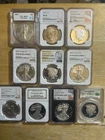 LOT OF (10) MIXED SILVER EAGLES 🦅 PEACE DOLLARS MORGAN & KRUGERRAND NGC CAC ICG
