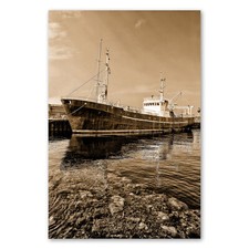 Postereck 0668 Poster Leinwand Sepia Fischerboot, Schiff Boot Vintage Meer