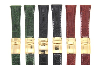 CROC LEATHER WATCH STRAP FOR ROLEX DAYTONA REGULAR BLACK TAN GREEN YELLOW GOLD