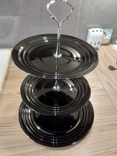 High Gloss Finished Dark Blue Three Tier Cake Stand - Picture 2 of 4