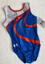 NEW Under Armour GK Elite  TIMELESS  USA Leotard GYMNASTICS Bling UA Flag SZ: AS