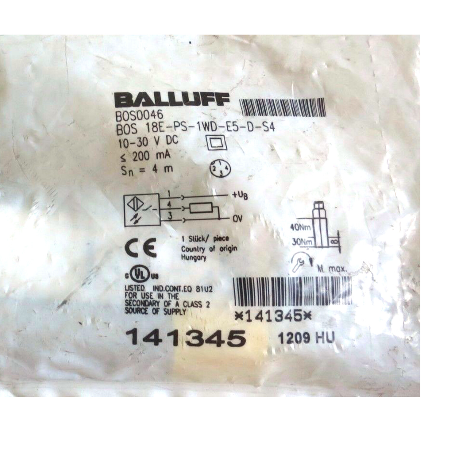 BALLUFF BOS 18E-PS-1WD-E5-D-S4(BOS0046)Retroreflective Sensors PNP New ✦KD