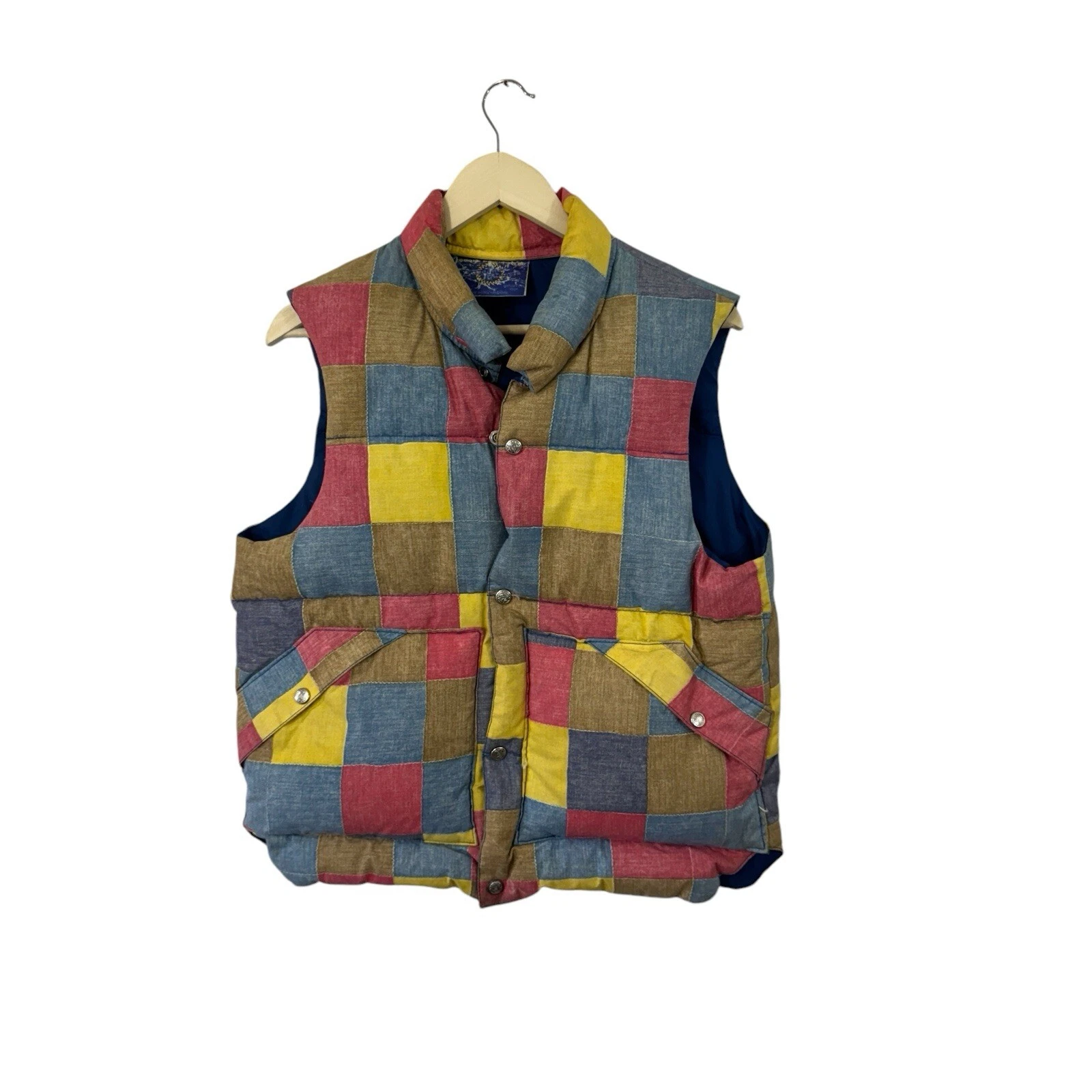 Vintage Sundance Products Medium Goose Down Puffer Snap Vest Retro Mens READ