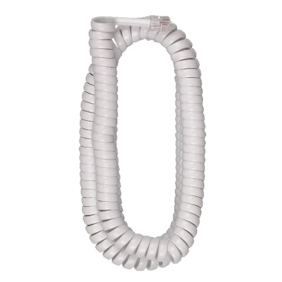 12ft Telephone Handset Receiver Cord Phone Curly Coil Cable 4P4C RJ22 - WHITE