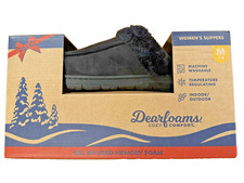NEW DEARFOAMS Women's Gel Infused Memory Foam Slippers Black Size Medium 7-8