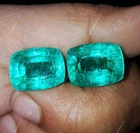Genuine Emerald Cushion Faceted Certified Loose Gemstone 2 Pcs 8-10 Cts