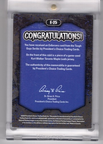 Kurt Walker Enforcers Game-used E-25 2023 President's Choice Tough Guys - Picture 2 of 2