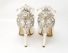 Ivory Bridal Shoes with Crystals and Lace Ivory Wedding Shoes with platform Heel