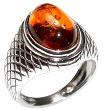 5.9g Authentic Baltic Amber 925 Sterling Silver Ring Jewelry N-A7434 s.5