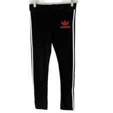 Adidas Trefoil Spell Out Logo Black Athletic Cropped Leggings Women s Size XS