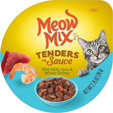Meow Mix Tenders in Sauce Wet Cat Food Tuna & Shrimp 2.75 Ounce Cup Pack of 12 8.24 per gallon