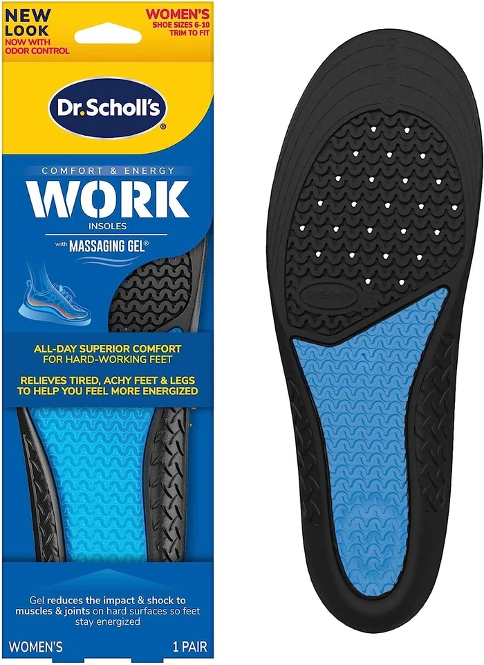 Plantillas Dr Scholls Hombres TRABAJO Gel Masajeador Plantilla Completa para Zapatos Talla 8-14 (1 par) Foto 2 de 4