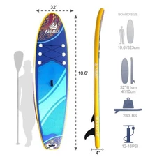 Aisunss new 10.6ft inflatable stand up paddle board sup surfboard longboard isup