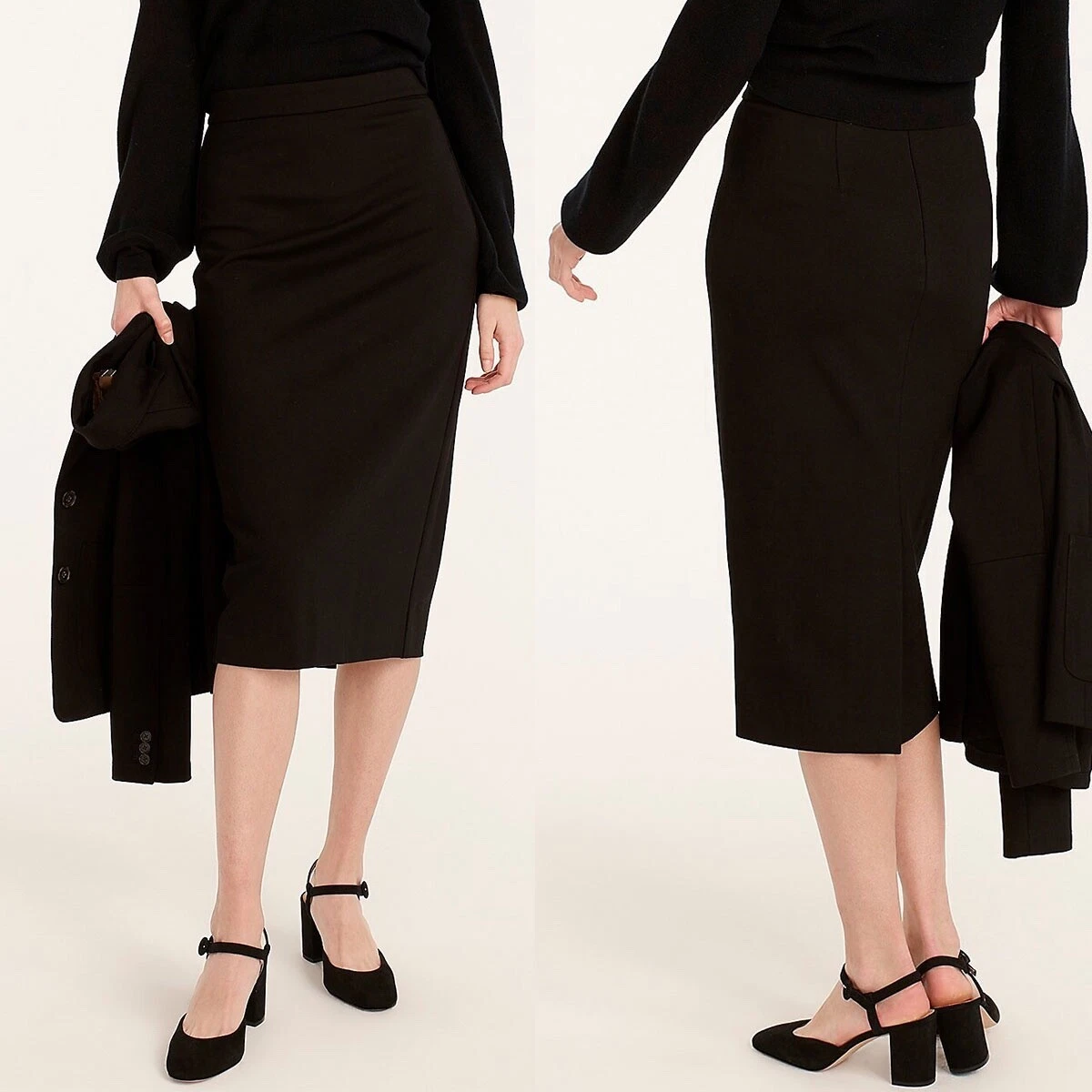 J Crew NWT 148 No. 3 Black Luxe Knit Pencil Skirt in Italian