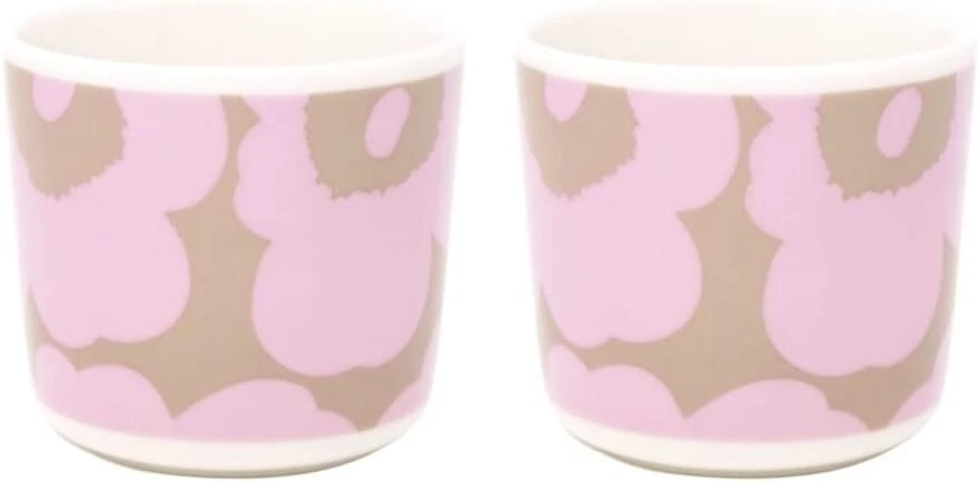 Marimekko Unikko Taza Latte Rosa x Beige Juego de 2 Porcelana Sin Mango JAPÓN NUEVO Foto 2 de 4