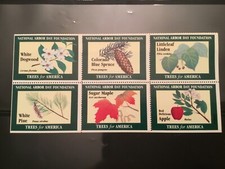ICOLLECTZONE  National Arbor Day Foundation Trees for America  label sheet VF NH