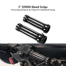 Black CNC 1" 25mm Handlebar Hand Grips For Harley Dyna Touring Softail Sportster