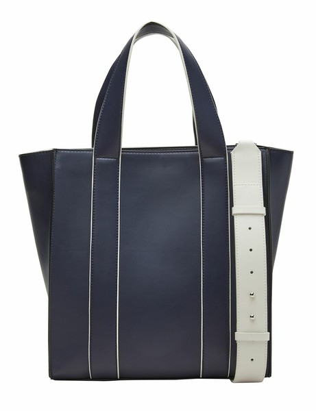 S.Oliver Shopper Shopper Schultertasche Tasche Dark Blue Dunkelblau Weiß Neu-image