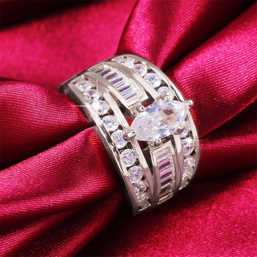 Gorgeous Silver Plated Cubic Zirconia Rings for Women Wedding Jewelry Size 5-12 - Picture 9 of 27