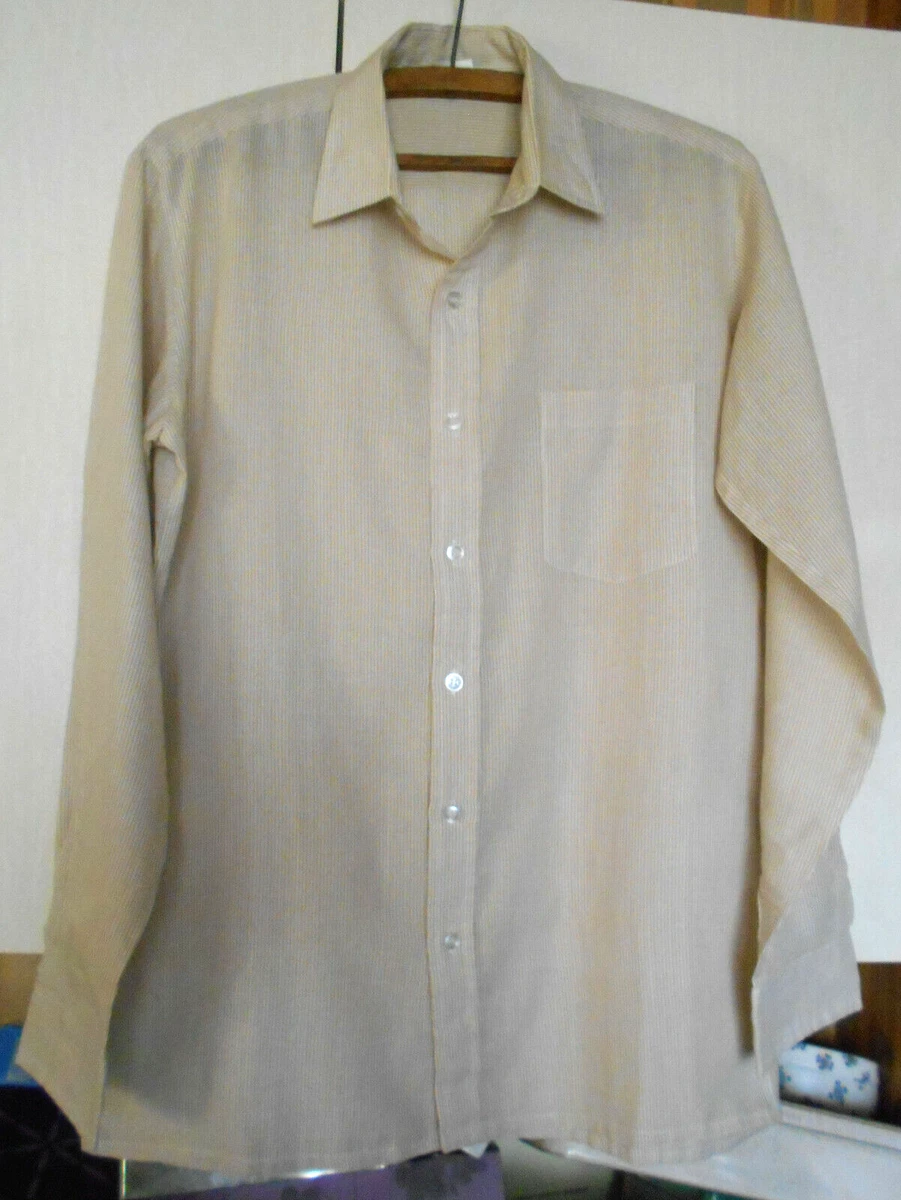 Chemise homme Taille 37 rayee beige et blanc manches longues