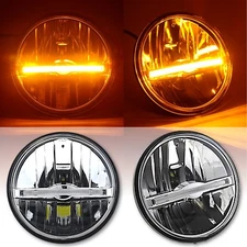 5 3/4” LED Headlight Bulb Amber LED Center Position Light Bar Turn Signal Pair
