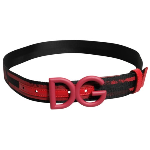DOLCE & GABBANA Gürtel schwarz rot Nylon DG Metall Taillenschnalle Gr. 80 cm/32 Zoll 470usd - Bild 3 von 7