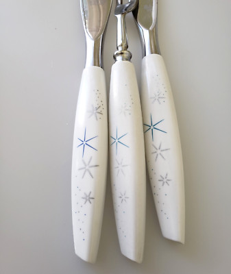Vtg  atomic burst MODE Danish Stainless Sheffield England  Carving Set MCM X