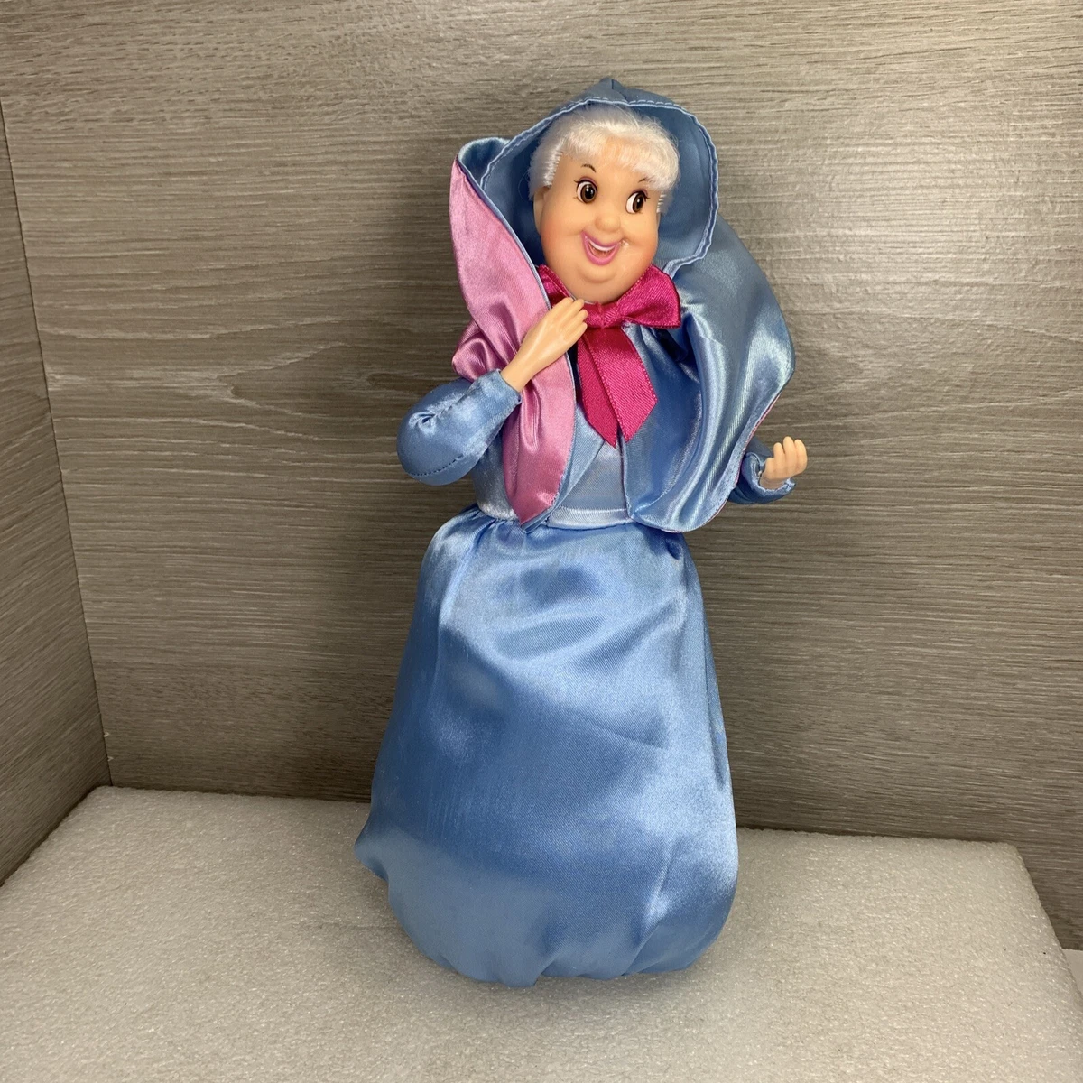 Disney Store Classic Cinderella Fairy Godmother Plush Body Hard Faced Doll  11