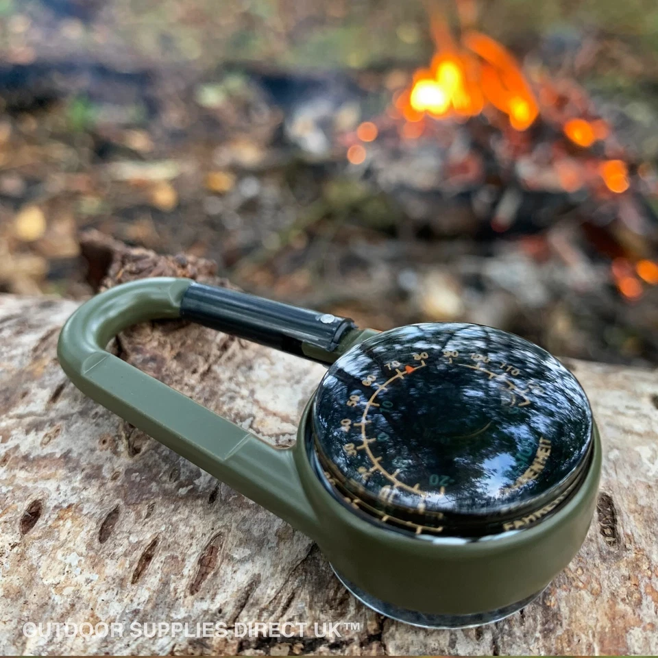 Compass Carabiner Thermometer 3in1 Outdoor Hiking Bushcraft Survival EDC KeyRing - Image 3 of 4