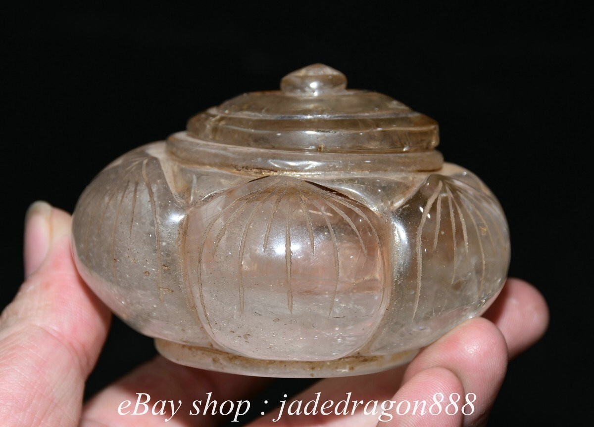 3.6" Old Chinese Marked White Crystal Carving Lotus Shape Incense Burner Censer eBay