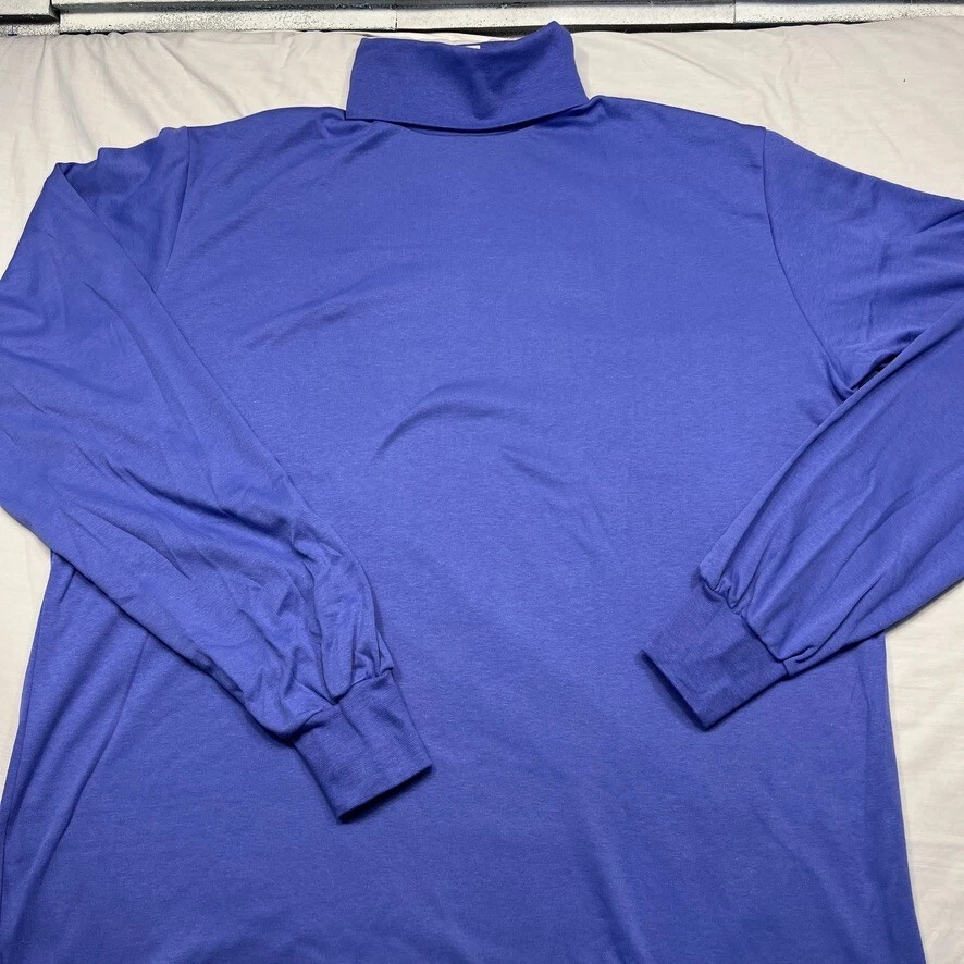 Vintage L.L. Bean Turtleneck Shirt Mens XL Blue Long Sleeve Made in USA New - Image 2 of 4