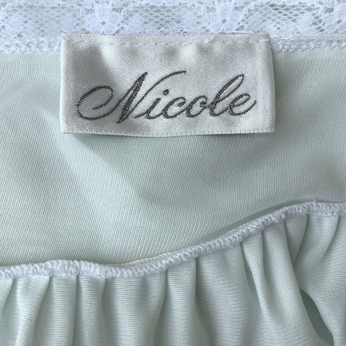 Camisón Nicole para mujer azul aguamarina nailon largo cuello cuadrado manga gorra bordado - Imagen 7 de 8