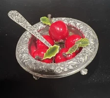 Repousse  S. Kirk & Son Sterling Silver Open Footed Salt Dish 3.25 With Spoon