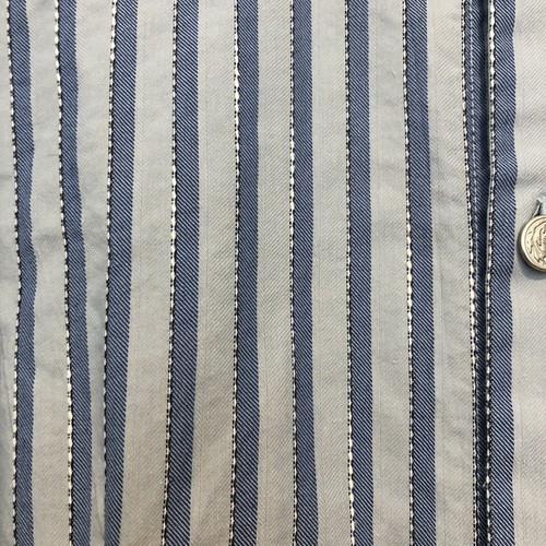 Camisa ANN BOOTH Hecha a Medida Para Hombre Azul Rayas Mangas Largas Abotonada Pequeña - Imagen 2 de 11
