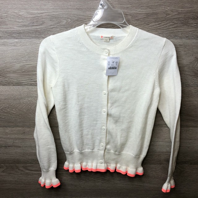 J Crew CrewCuts Girls Size 12 Ivory RuffleTrimmed Cardigan Sweater NEW