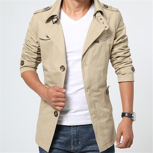 Trench cappotto uomo bavero lungo tuta giacca moda inverno slim soprabito outwear - Foto 4 di 14