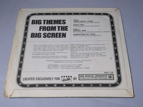 Various (John Barry etc): Big Themes From The Big Screen UK 1967 7" - Picture 4 of 4