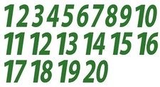 1-20 Numbers Reflective Green Sticker Vinyl Decals 1" - 10" Set Of 20 591-R 