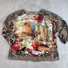 VTG 90s Carole Little Rayon Cottage Tunic Top Sz 16 Wearable Art L/S Boho USA