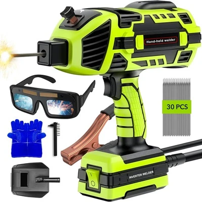YESRIGHT Handheld ARC Welder Kit 110V with Auto-Darkening Goggles & 30 Rods, Green