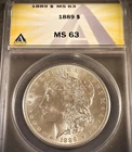1889 MORGAN SILVER DOLLAR ** ANACS MS-63 **  PROBLEM FREE COIN  (7520)