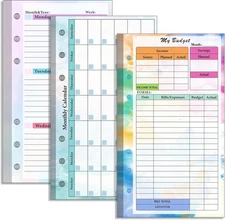 Toplive 3 Pack A6 Planner Refill Paper & Budget Sheets, 3 Pack, Colorful 